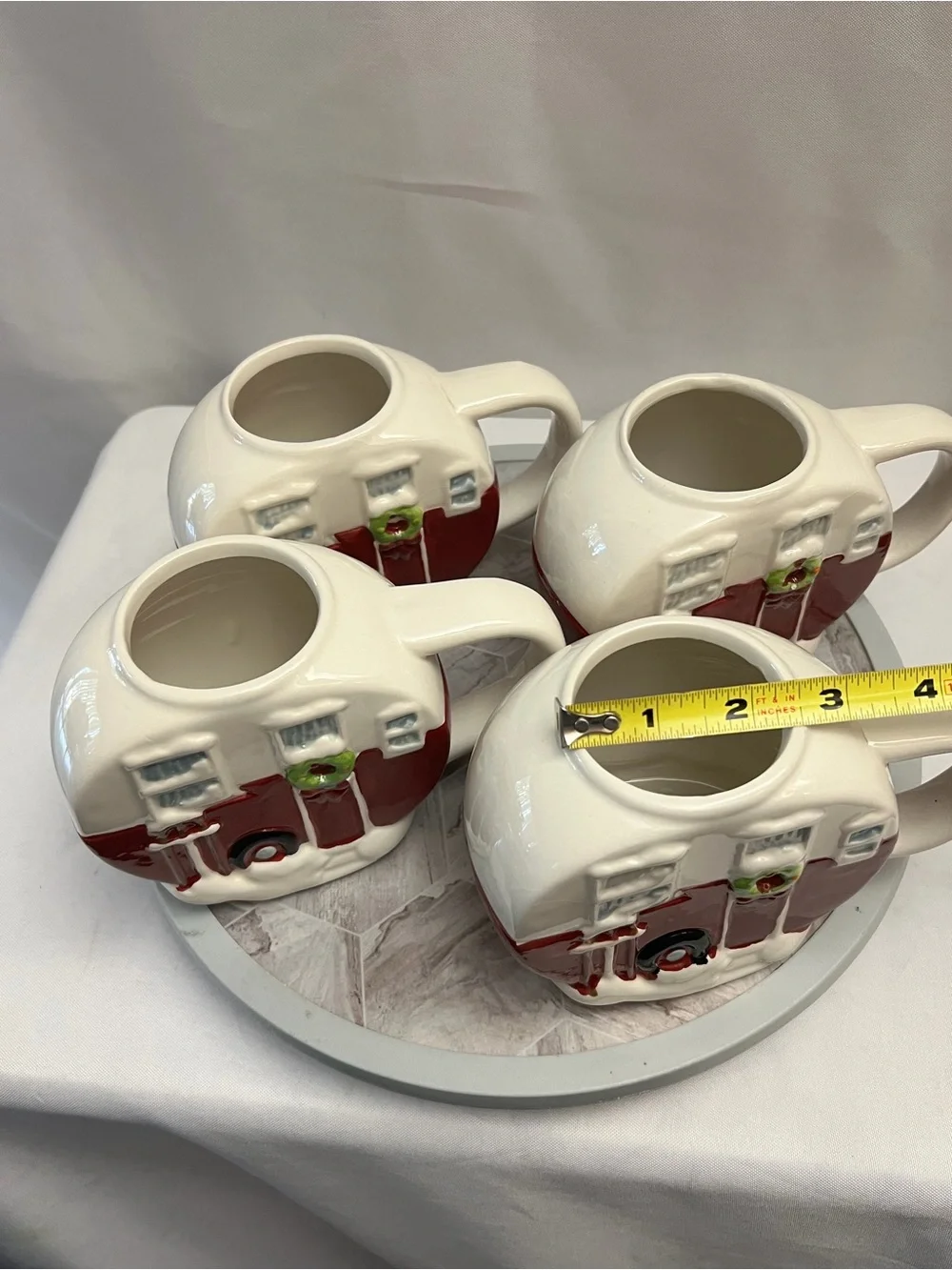 Holiday Cottage Collection Winter Wonder Lane Christmas House Mugs Set Of 4